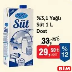 DOST %3,1 YAĞLI SÜT 1 L
